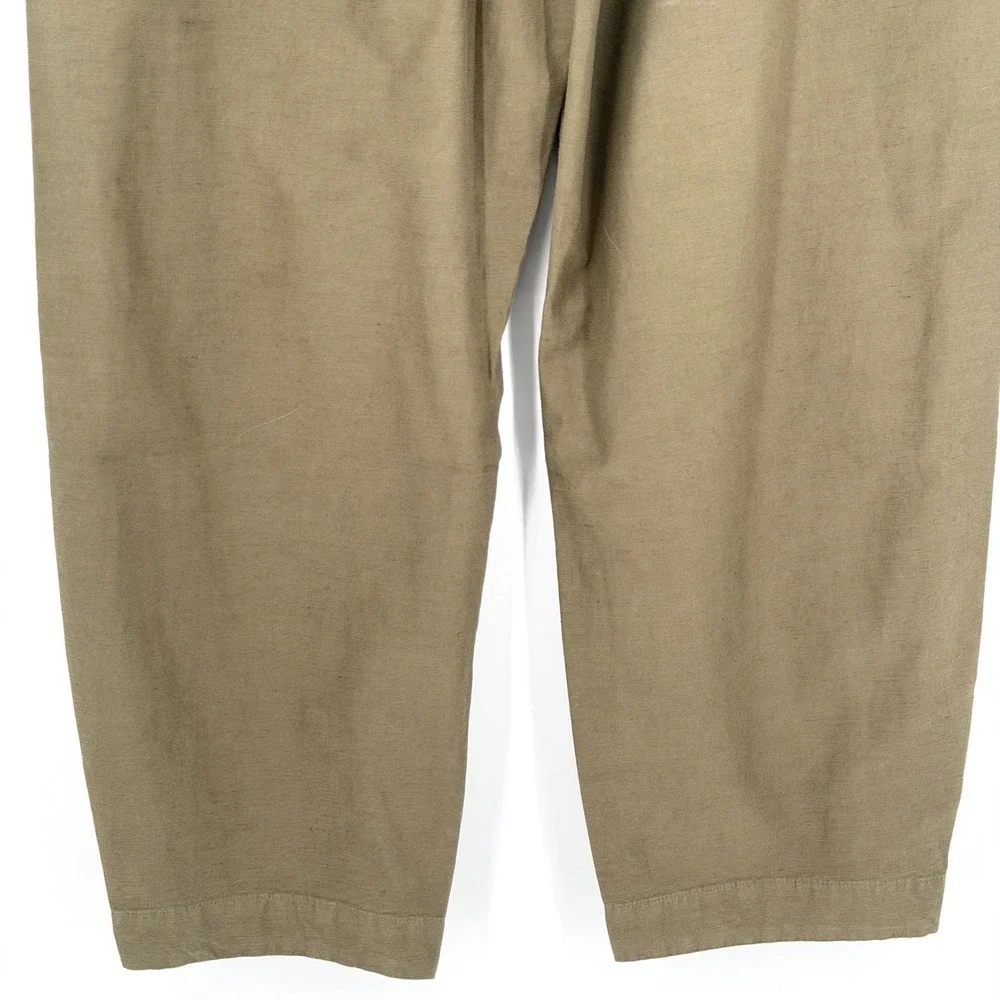 Everlane Fatigue Barrel Pants Green Organic Cotton Linen High Rise Trousers 14